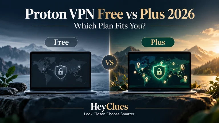 Proton VPN review 2026 Free vs Plus comparison by HeyClues
